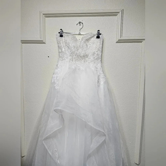 Lulus Mine, All Mine White Embroidered Organza Strapless A-Line Gown Wedding - Picture 8 of 13